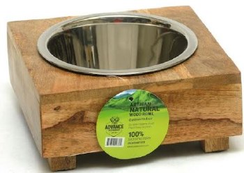 Advance Pet Natural Wood with Stainless Steel Bowl, Large