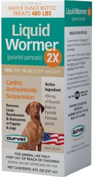 Durvet Liquid Wormer 2X Dewormer for Dogs and Puppies 8oz