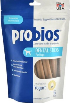 Probios Dental Sticks for Dogs, Yogurt, 8.11oz, 13 pack
