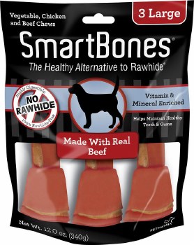 SmartBones Rawhide Free Beef Flavored Dog Chews Large 3 count