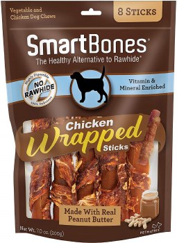 Smartbones Peanut Butter Wrapped Chicken Sticks Large Rawhide Free Dog Chews 8 count
