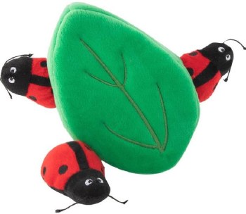 Zippy Paws Burrow Ladybugs in Leaf, Red Green, Dog Toys, Medium