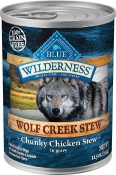 Blue Buffalo Wilderness Wolf Creek Stew Recipe Chunky Chicken Stew Grain Free Canned Wet Dog Food case of 12, 12.5oz Cans