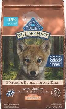 Blue Buffalo Wilderness Large Breed Puppy Formula Chicken Recipe Grain Free Dry Dog Food 24lb