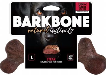 BarkBone Dinosaur Extreme Dog Chew, Steak Flavor, Made in USA, Large