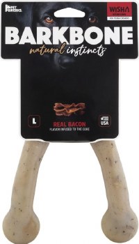 BarkBone Wishbone Natural Instincts Bacon Flavored Nylon Dog Toy, Large