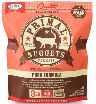 Primal Frozen Raw Pork Formula Cat Nuggets, 3lb