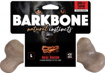 Pet Qwerks BarkBone Dinosaur Natural Instincts Bacon Flavored Nylon Dog Toy, Large