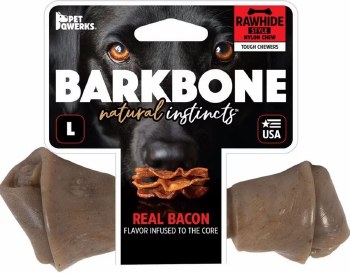 Pet Qwerks BarkBone Rawhide Natural Instincts Bacon Flavored Nylon Dog Toy, Large