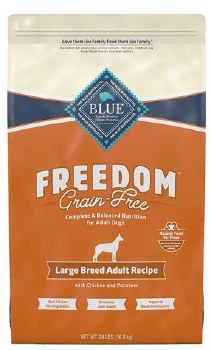 Blue Buffalo Freedom Large Breed Adult Chicken Recipe Grain Free, Dry Dog Food, 24lb