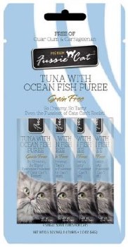 Fussie Cat Tuna Ocean Fish Puree, Cat Treat, .05oz Pack of 4