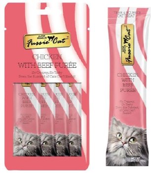 Fussie Cat Chicken with Beef Puree Treat .5oz pack of 4