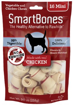 Smartbones Chicken Flavored Mini Rawhide Free Dog Chews 16 pack