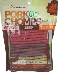 Premium Pork Chomps Munchy Sticks Dog Treats 50 count
