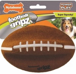 Nylabone Power Play Gripz Football, Dog Toy, Brown and White, Medium