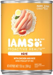IAMS ProActive Health Puppy Formula Chicken and Rice Pate Canned Wet Dog Food 13oz