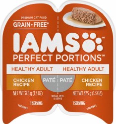 IAMS Perfect Portions Adult Formula Grain Free Pate with Chicken, Wet Cat Food, 2.6oz