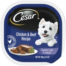 Cesar Classics Loaf in Sauce with Chicken and Beef, Wet Dog Food Tray, 3.5oz