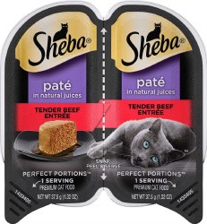 Sheba Perfect Portions Pate in Natural Juices Savory Beef Entree Grain Free, Wet Cat Food, 2.6oz