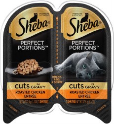 Sheba Perfect Portions Cuts in Gravy Roasted Chicken Entree Grain Free, Wet Cat Food, 2.6oz