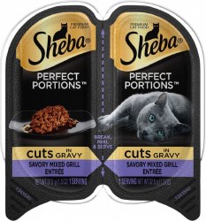 Sheba Perfect Portions Cuts in Gravy Savory Mixed Grill Entree with Turkey and Chicken Grain Free Wet Cat Food 2.6oz