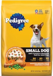 Pedigree Small Breed Complete Nutrition Roasted Chicken, Rice, and Vegetable Flavor, Dry Dog Food, 14lb