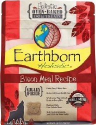 Earthborn Holistic Grain Free Bison Meal Recipe Oven Baked Dog Treats 14oz
