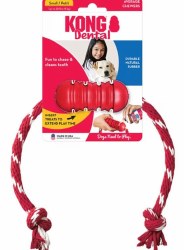 Kong Dental with Rope, Dog Toy, Red, Small