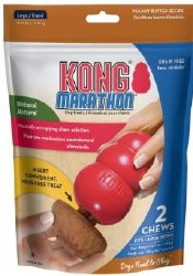 Kong Marathon Chew Dog Treat, Peanut Butter, Large, 2 count