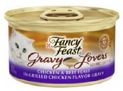 Purina Fancy Feast Gravy Lovers Chicken and Beef Feast in Grilled Chicken Flavor Gravy Canned, Wet Cat Food, case of 24, 3oz Cans