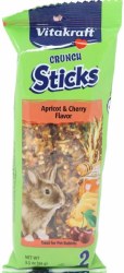 Sunseed Vitakraft Crunch Sticks Apricot and Cherry Rabbit Treats, 3.5oz, 2 Count