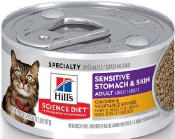 Hills Science Diet Sensitive Stomach and Skin Formula with Chicken and Vegetables Canned, Wet Cat Food, 2.9oz