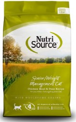 NutriSource Senior Weight Management Formula Chicken and Rice Recipe, Dry Cat Food, 4lb