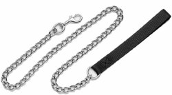 Fine Chain Dog Leash With Nylon Handle 2.0mm 4ft Black