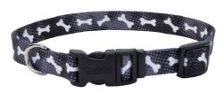 3/8 inch x 12 inch Attire Collar Black with White Bones