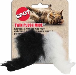 Spot Twin Miami Mice, Black White, Cat Toy, 4.5 inch, 2 Pack