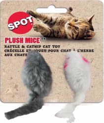 Spot Smooth Plush Mice with Catnip, 4.5 inch, 2 count
