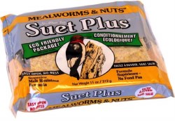Suet Plus Mealworm and Nuts Suet Cake, Wild Bird Suet,11oz