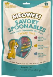 Meowee! Savory Spoonables Squeezable, Wet Cat Treat, Assorted, 12 Count