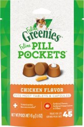 Greenies Feline Pill Chicken, Cat Treat, 45 Count