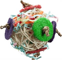 A&ECage Nibbles Vine Ball Chew with Crinkle Paper and Loofah. Large