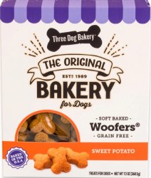 Three Dog Bakery Grain Free Soft Baked Sweet Potato Flavored Woofer, 13oz