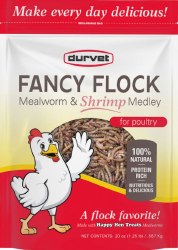 Durvet Fancy Flock Mealworm and Shrimp Medley Poultry Food and Treats 20oz