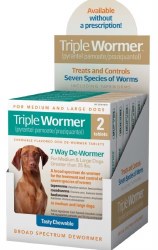 Durvet Triple Wormer 7 Way Dewormer for Medium and Large Dogs, 2 Count