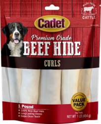 Cadet Premium Grade Beefhide Curls, 4 inch, 1lb