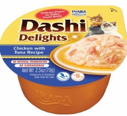 Inaba Dashi Delights Flakes in Broth, Chicken and Tuna, Wet Cat Food, 2.5oz