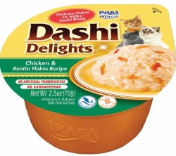 Inaba Dashi Delights Flakes in Broth, Chicken and Cheese, Wet Cat Food, 2.5oz