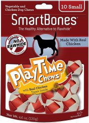 Smartbones playtime Chews With Real Chicken Inside Small 10 Pack Rawhide Free Dog Chews