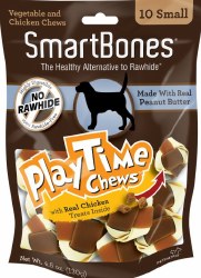 Smartbones playtime Chews With Real Chicken Inside Peanut Butter Flavor Small Rawhide Free Dog Chews 10 Pack