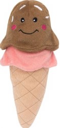 Zippy Paws Nomnomz Ice Cream, Brown Pink, Dog Toys, Medium